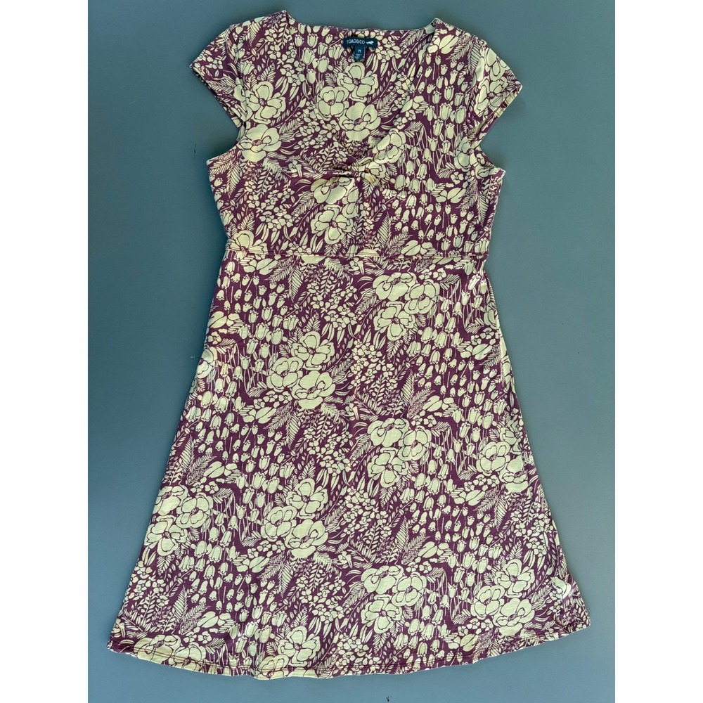 Toad&Co Womens Floral V-Neck Twist Front Empire Waist Dress Medium